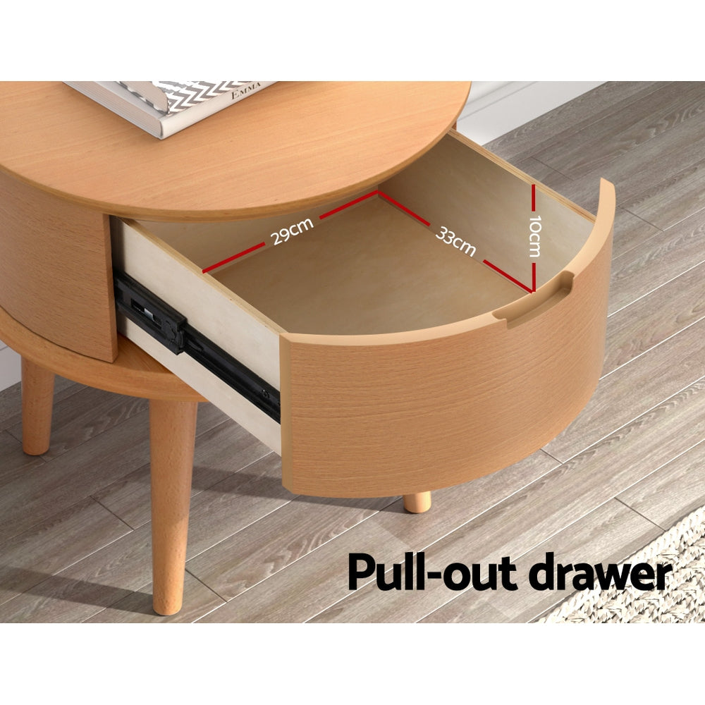 Out of Stock! Bedside Table with Drawers in Oak