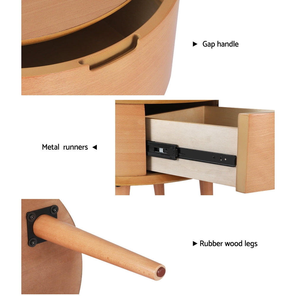 Out of Stock! Bedside Table with Drawers in Oak