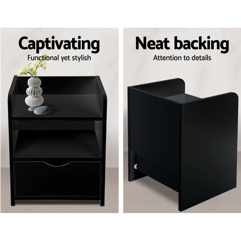 Free Shipping on this Bedside Table with Void and Deep Drawer - Black