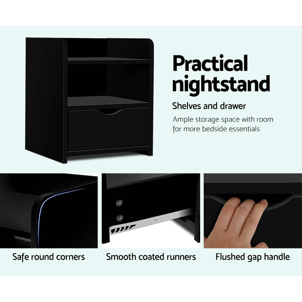 Free Shipping on this Bedside Table with Void and Deep Drawer - Black