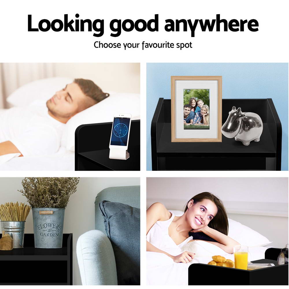 Free Shipping on this Bedside Table with Void and Deep Drawer - Black