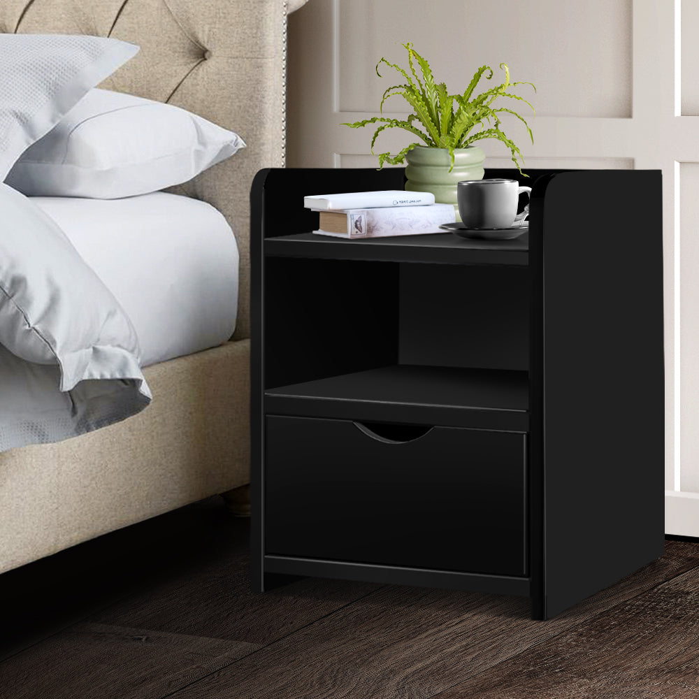 Free Shipping on this Bedside Table with Void and Deep Drawer - Black