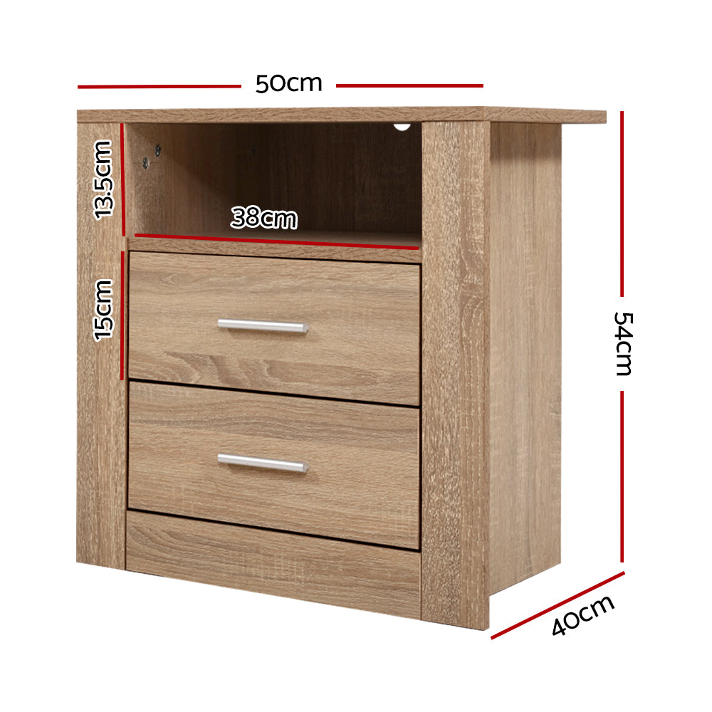 Bedside Tables With Drawers and Storage Void - Oak