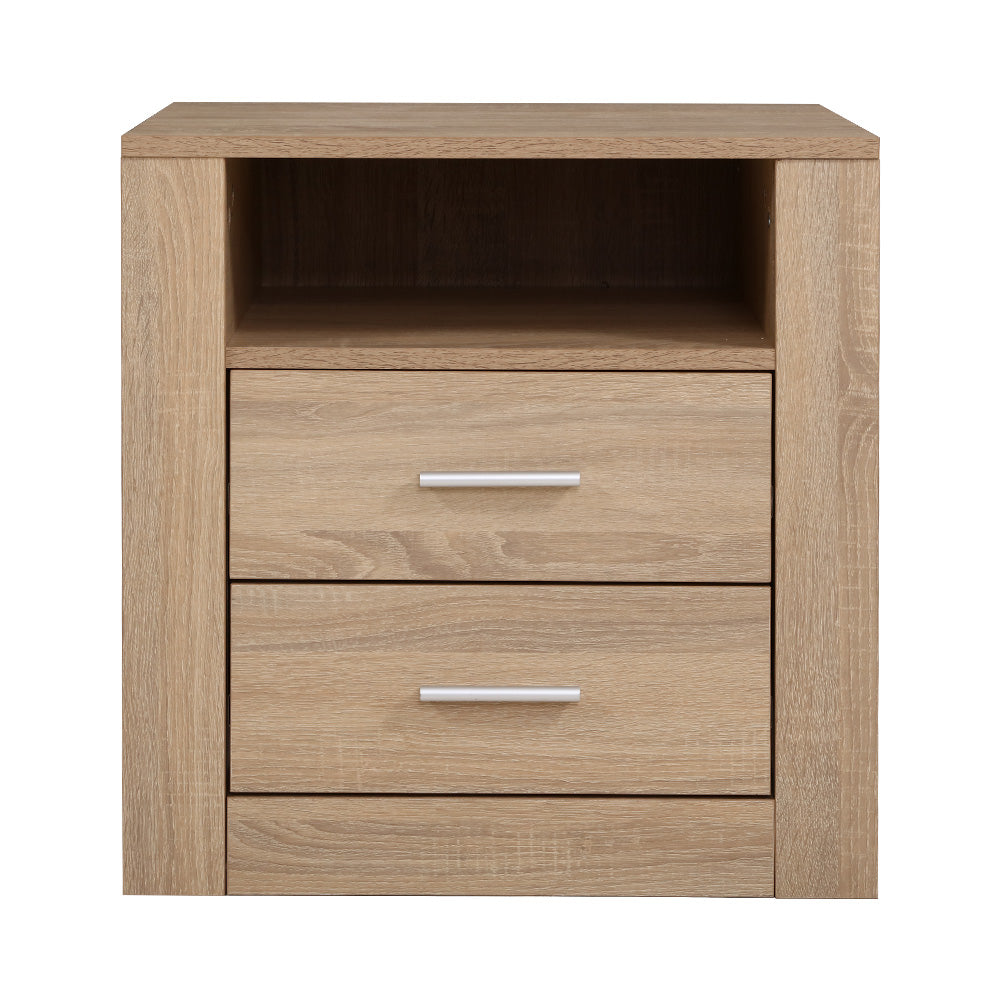 Bedside Tables With Drawers and Storage Void - Oak