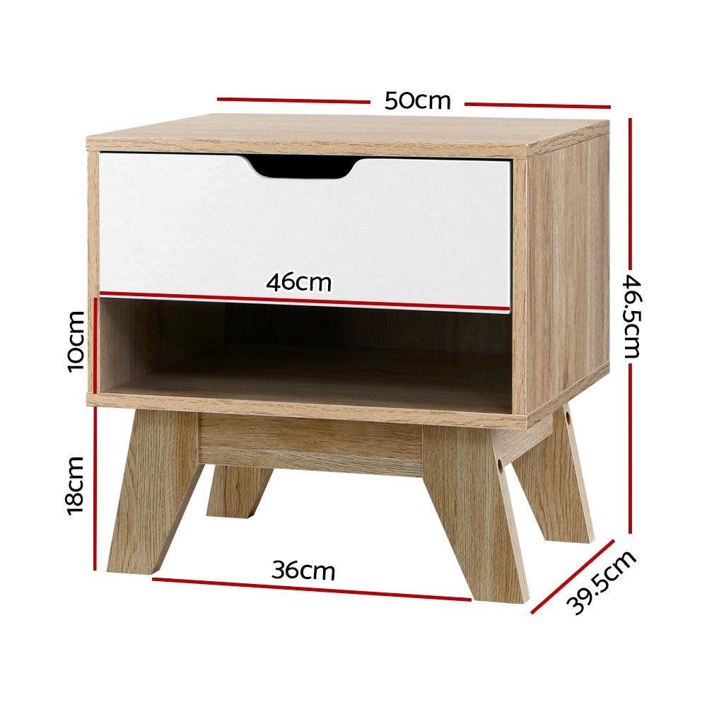 Bedside Table with Single Drawer - Wooden