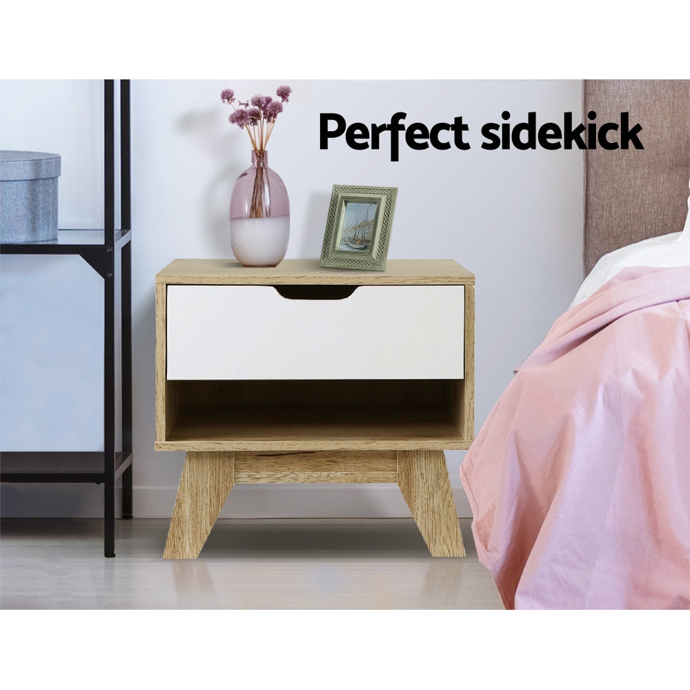 Bedside Table with Single Drawer - Wooden