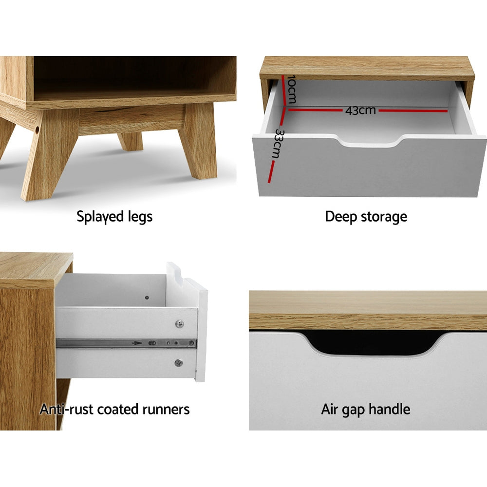 Bedside Table with Single Drawer - Wooden