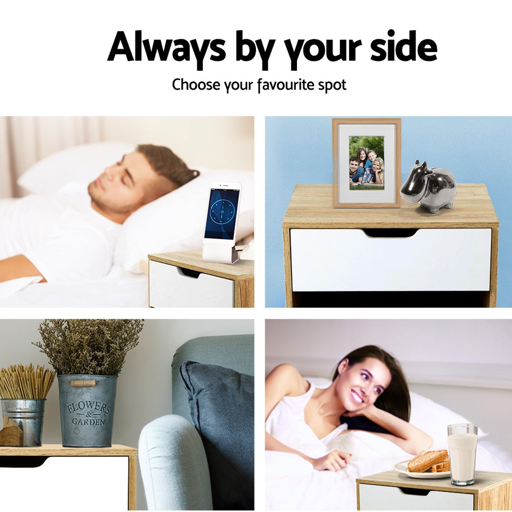 Bedside Table with Single Drawer - Wooden