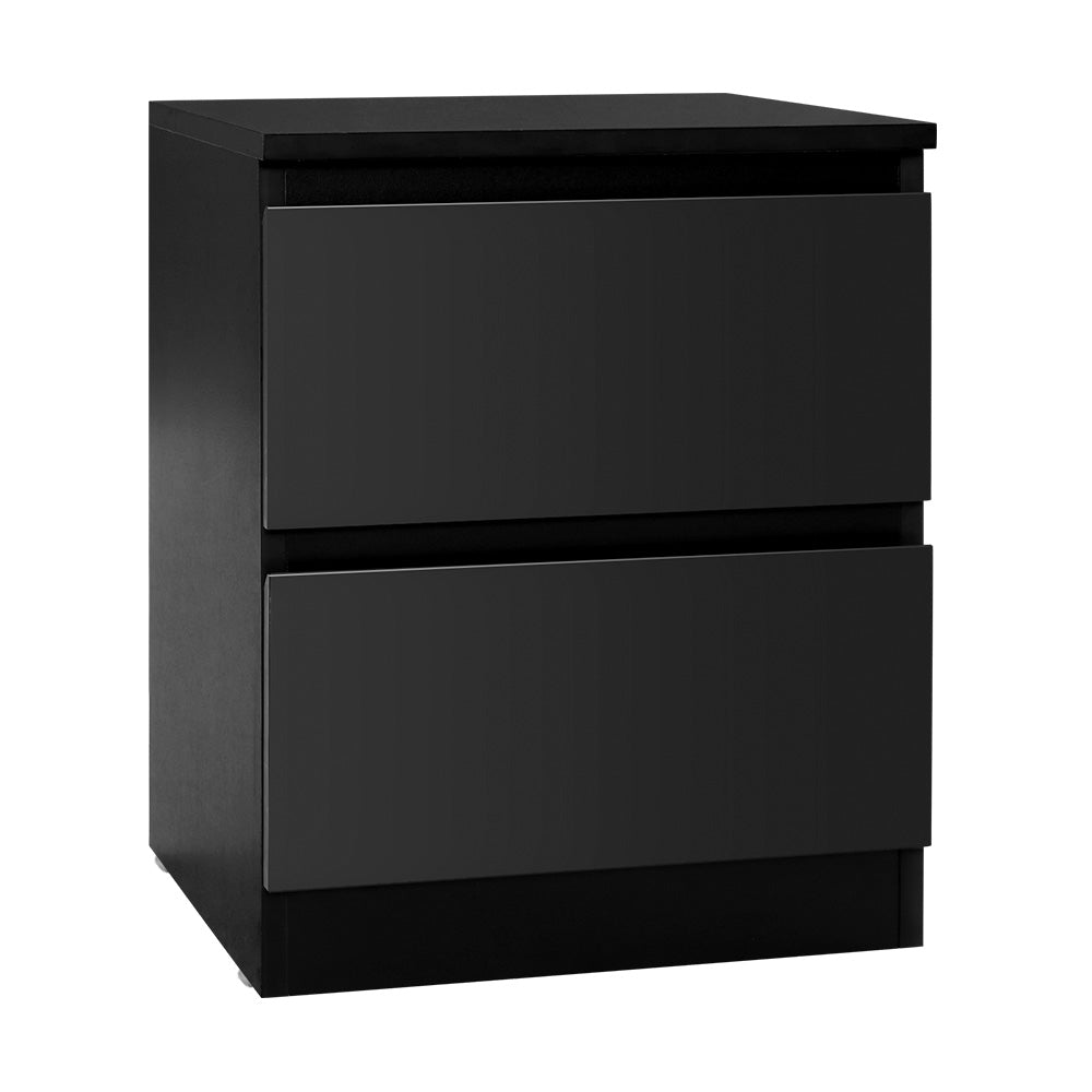 Black Bedside Table with Drawers