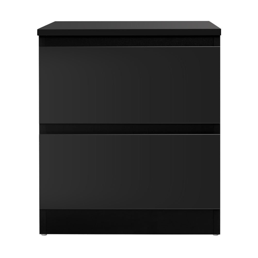 Black Bedside Table with Drawers