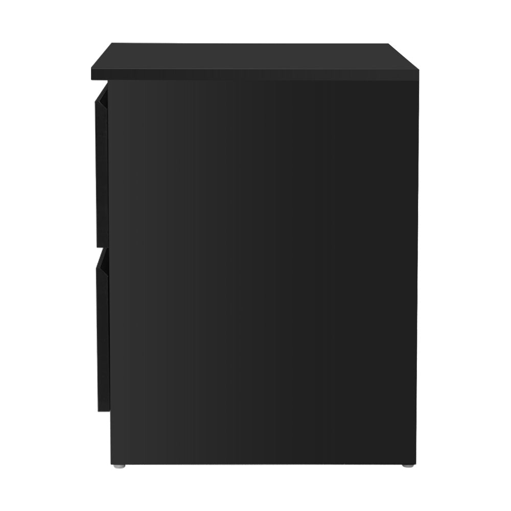 Black Bedside Table with Drawers
