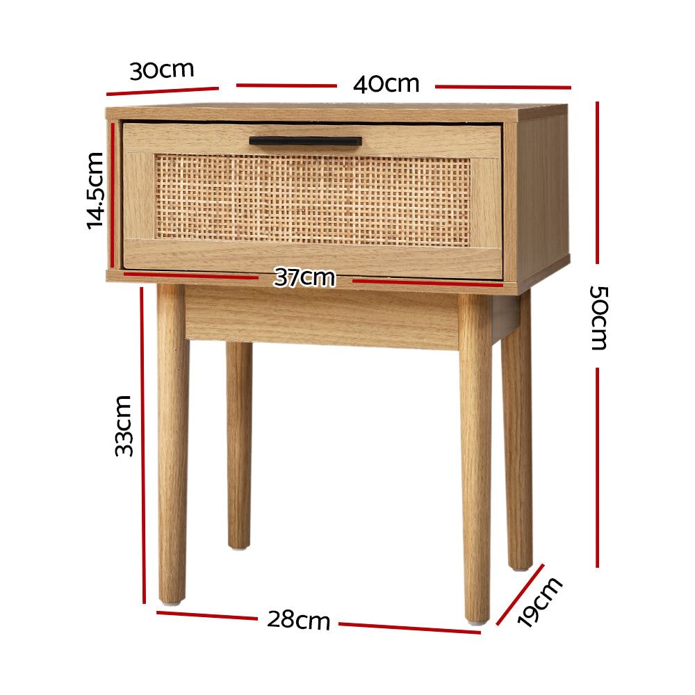 Rattan Bedside Table with one Drawer