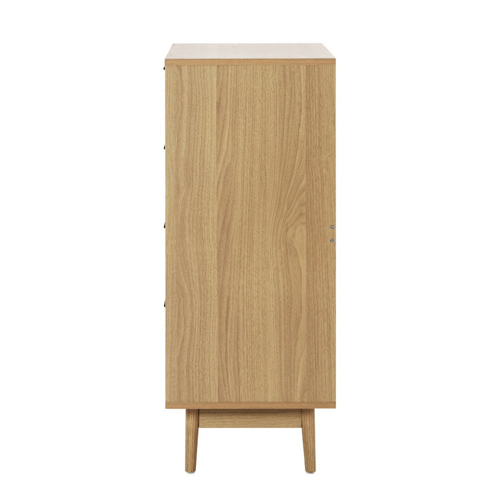 Tallboy Four Drawers Rattan Wood