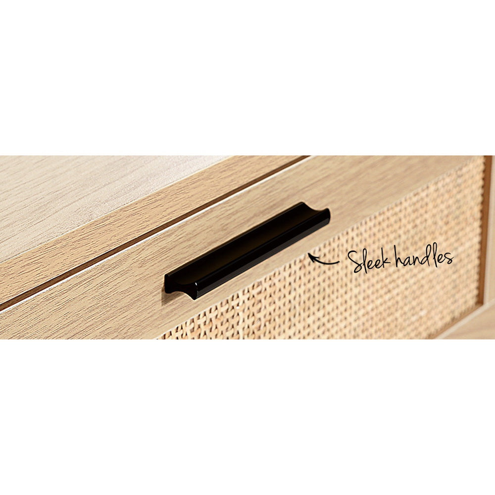 Tallboy Four Drawers Rattan Wood