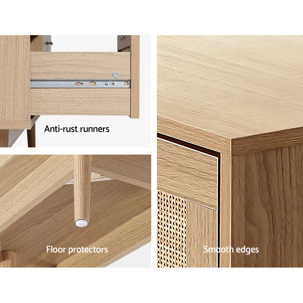 Tallboy Four Drawers Rattan Wood