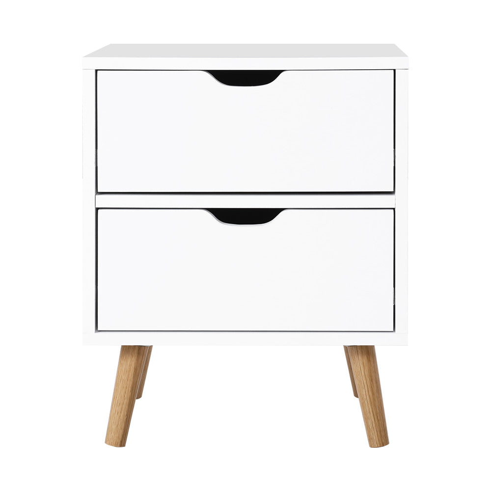 Scandi-Inspired Two Drawer Bedside Table in White