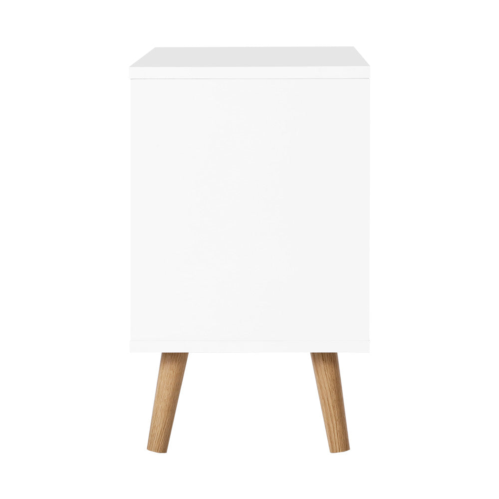Scandi-Inspired Two Drawer Bedside Table in White