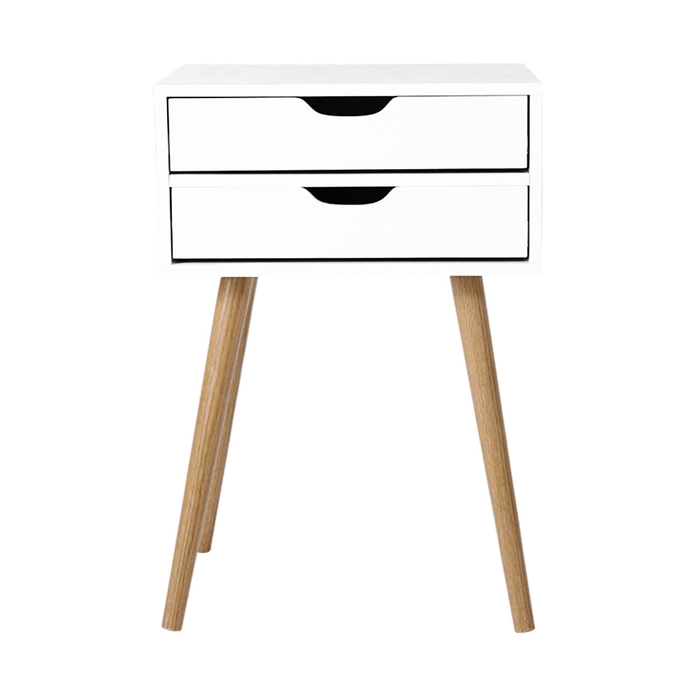 Scandi-Inspired Two Drawer Bedside Table - White