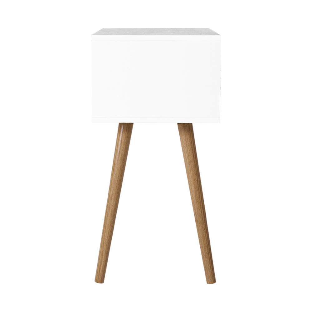 Scandi-Inspired Two Drawer Bedside Table - White
