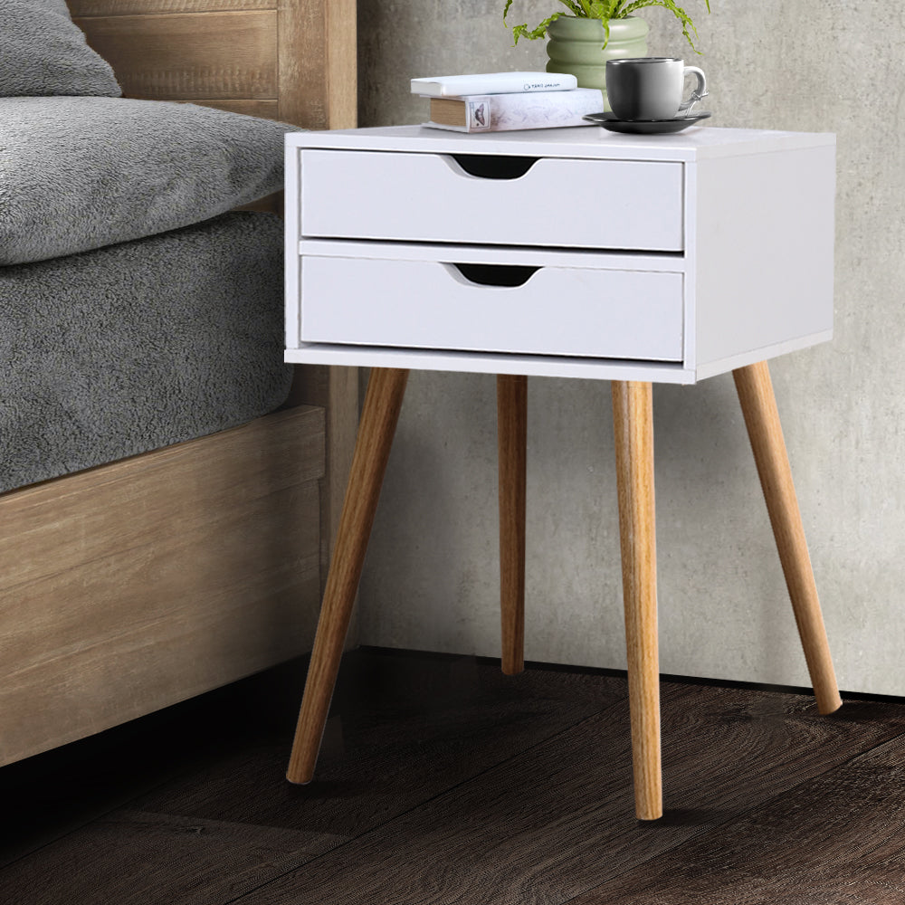 Free Shipping on this Scandi-Inspired Two Drawer Bedside Table - White
