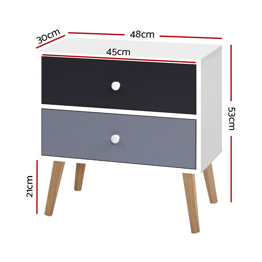 Scandi-inspired Bedside Table With Two-Tone Drawers.