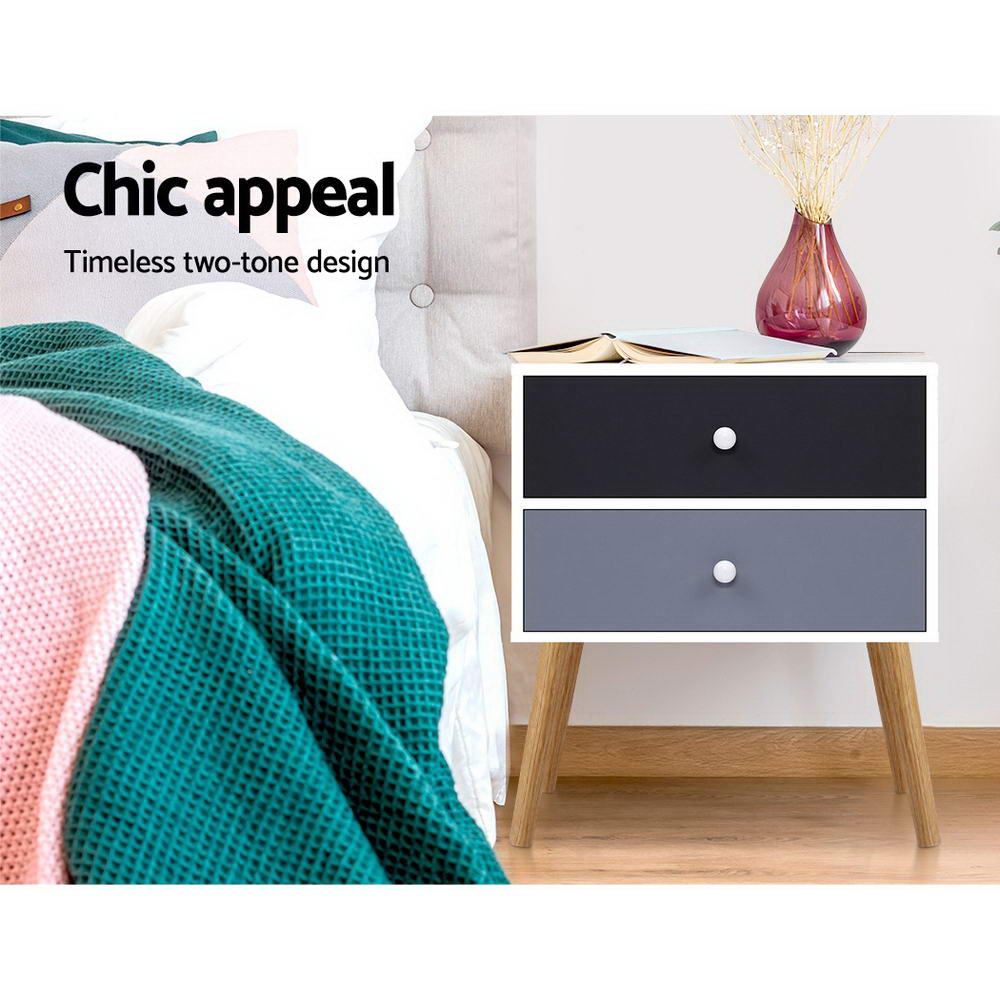 Scandi-inspired Bedside Table With Two-Tone Drawers.