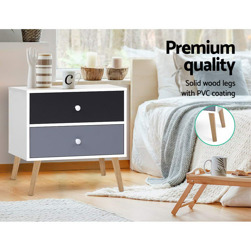 Scandi-inspired Bedside Table With Two-Tone Drawers.