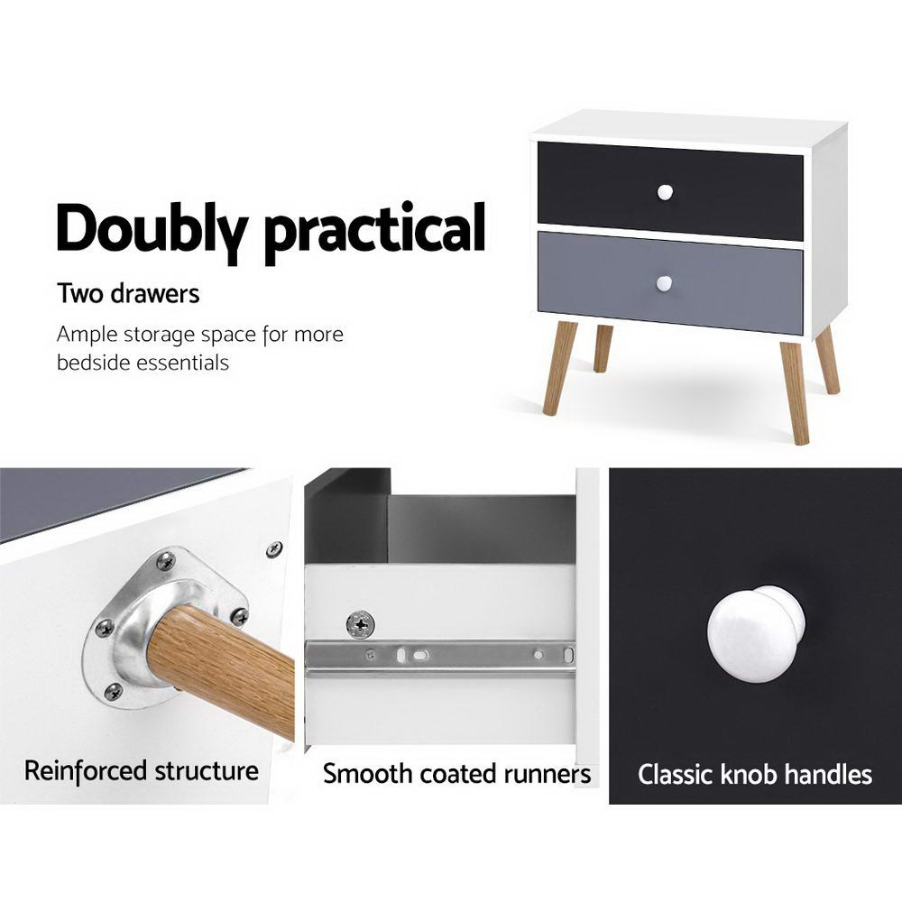 Scandi-inspired Bedside Table With Two-Tone Drawers.