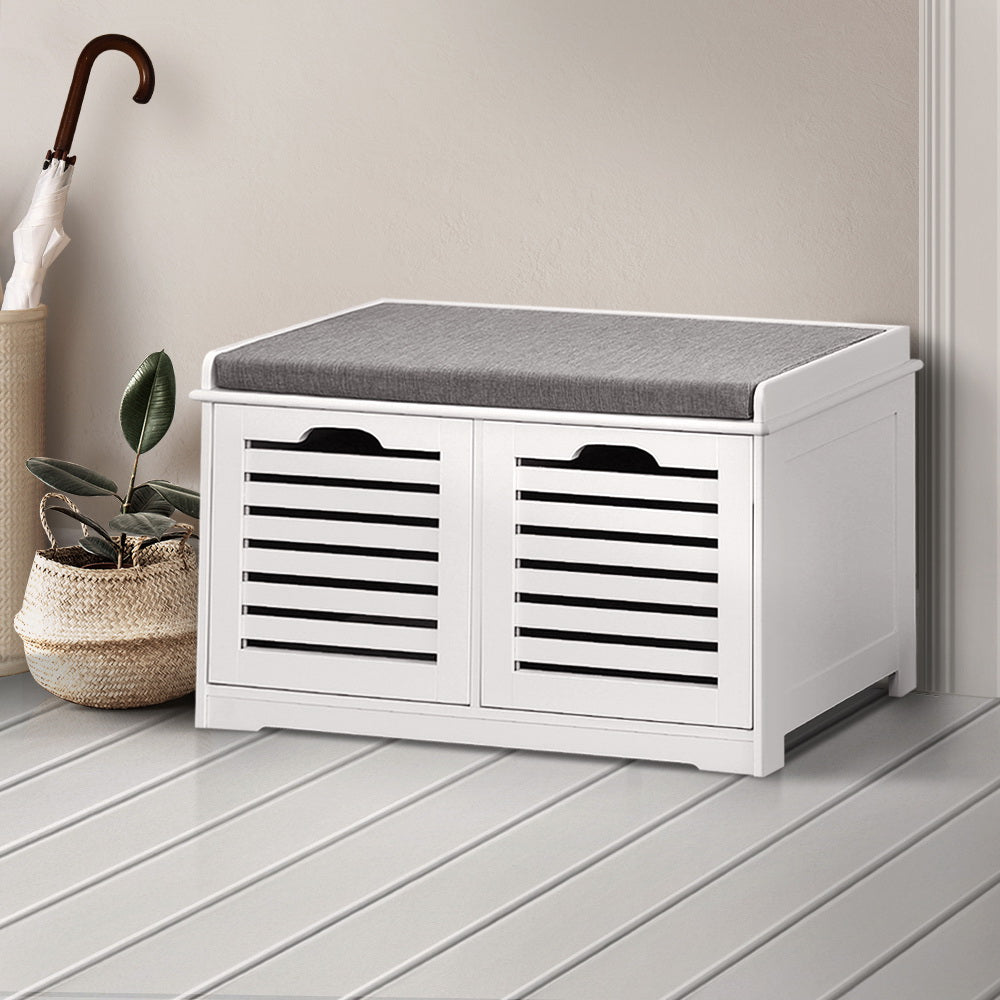 Free shipping! Shoe Bench with Drawers - White & Grey