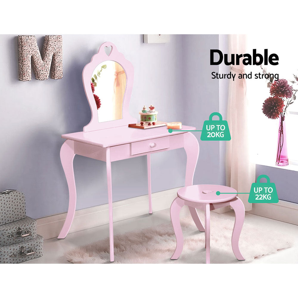 Back in Stock! Free Shipping on this Pink Kids Vanity Dressing Table Stool Set with Mirror