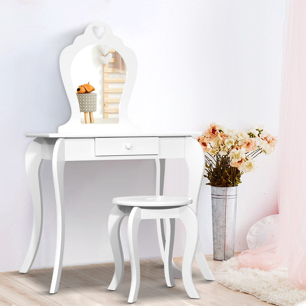 Free Shipping on this White Kids Vanity Dressing Table Stool Set with Mirror