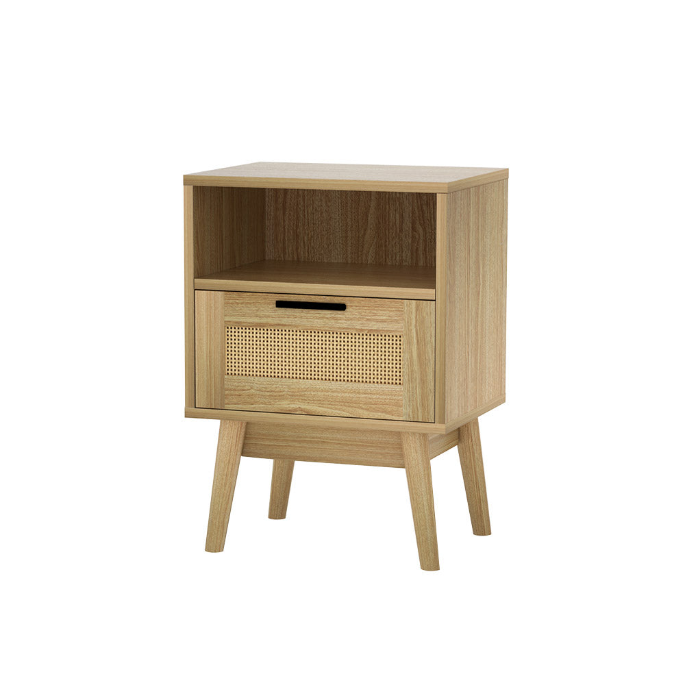Rattan Bedside Table With Drawer and Void