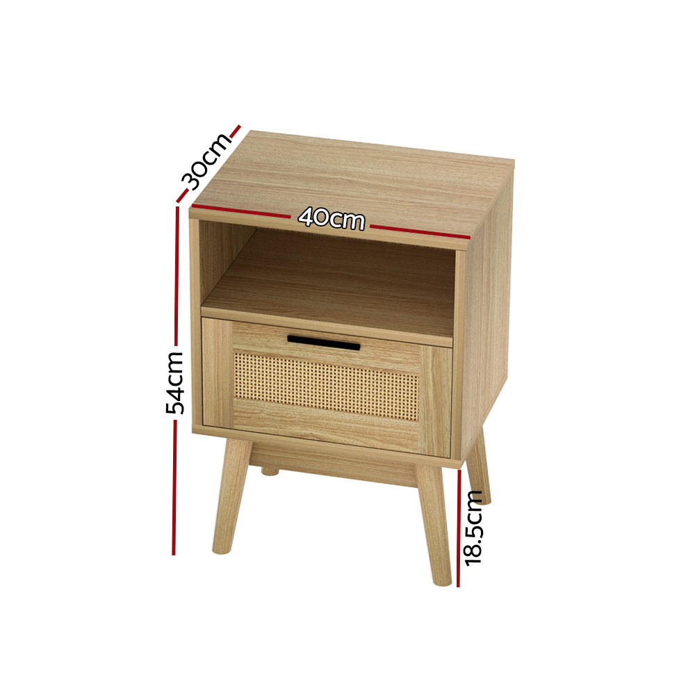 Rattan Bedside Table With Drawer and Void