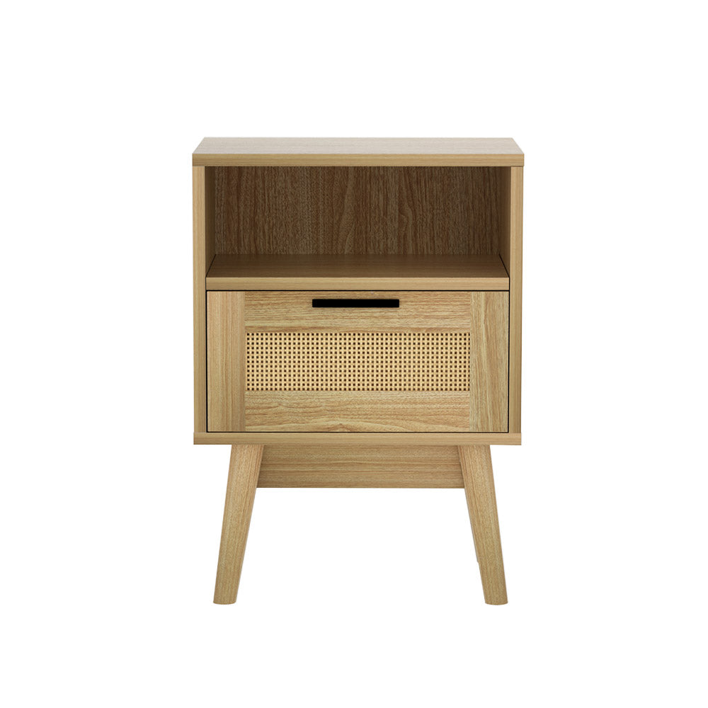 Rattan Bedside Table With Drawer and Void