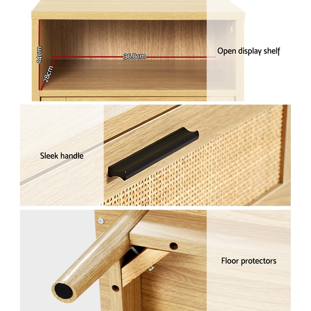 Rattan Bedside Table With Drawer and Void