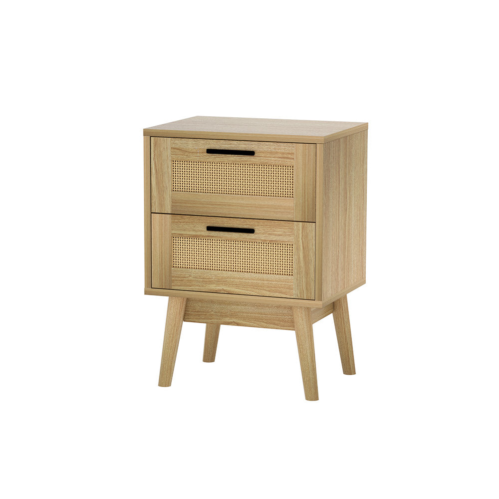 Rattan Bedside Table 2 Drawers