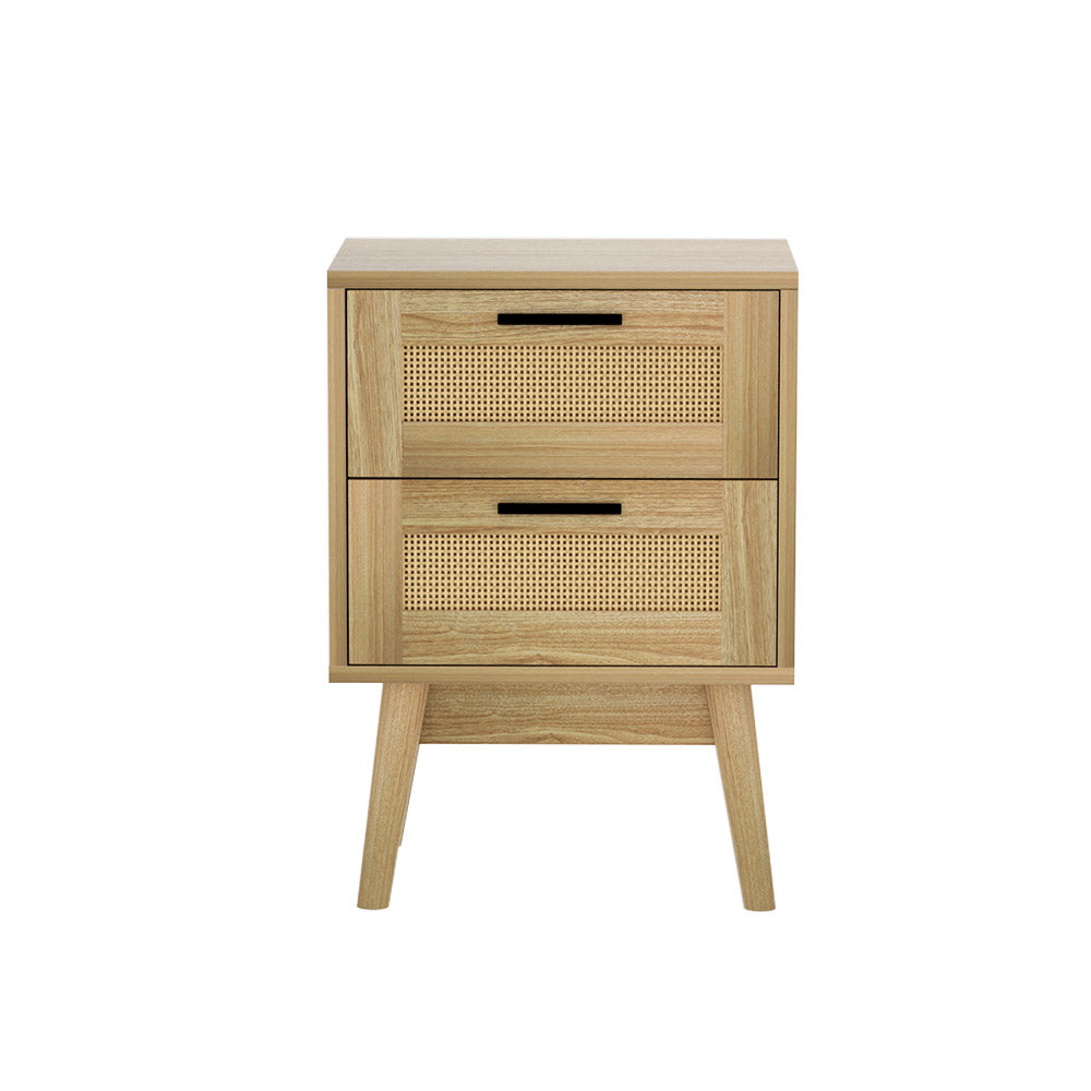 Rattan Bedside Table 2 Drawers