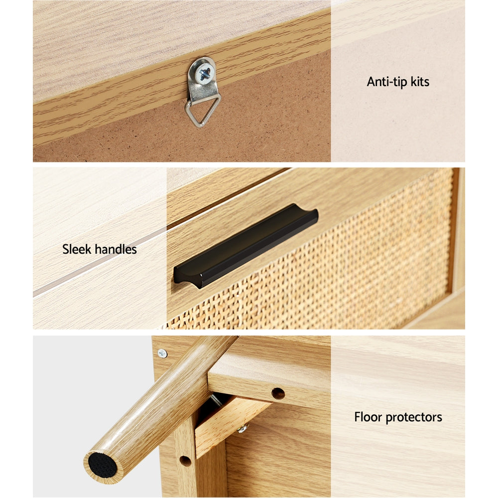 Rattan Bedside Table 2 Drawers