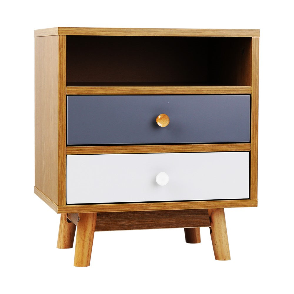 Out of Stock, sorry! Free Shipping on this Two Tone Wooden Bedside Table