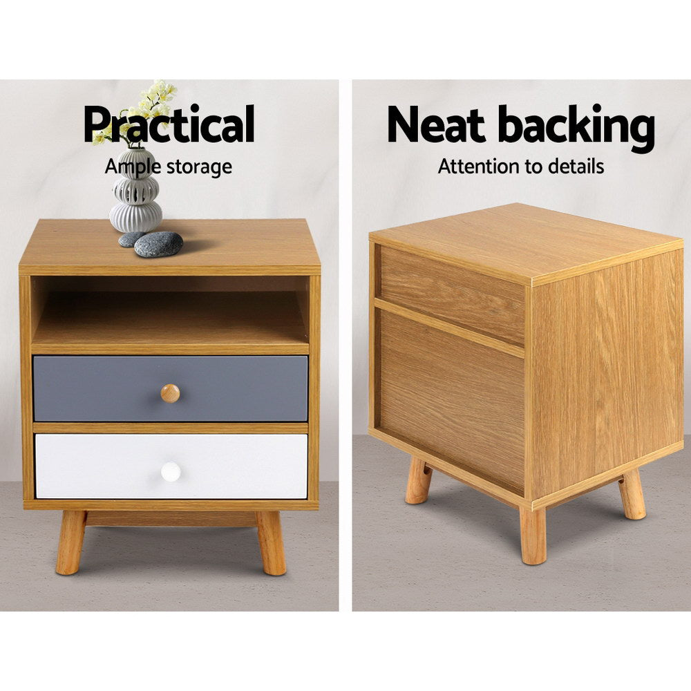 Out of Stock, sorry! Free Shipping on this Two Tone Wooden Bedside Table