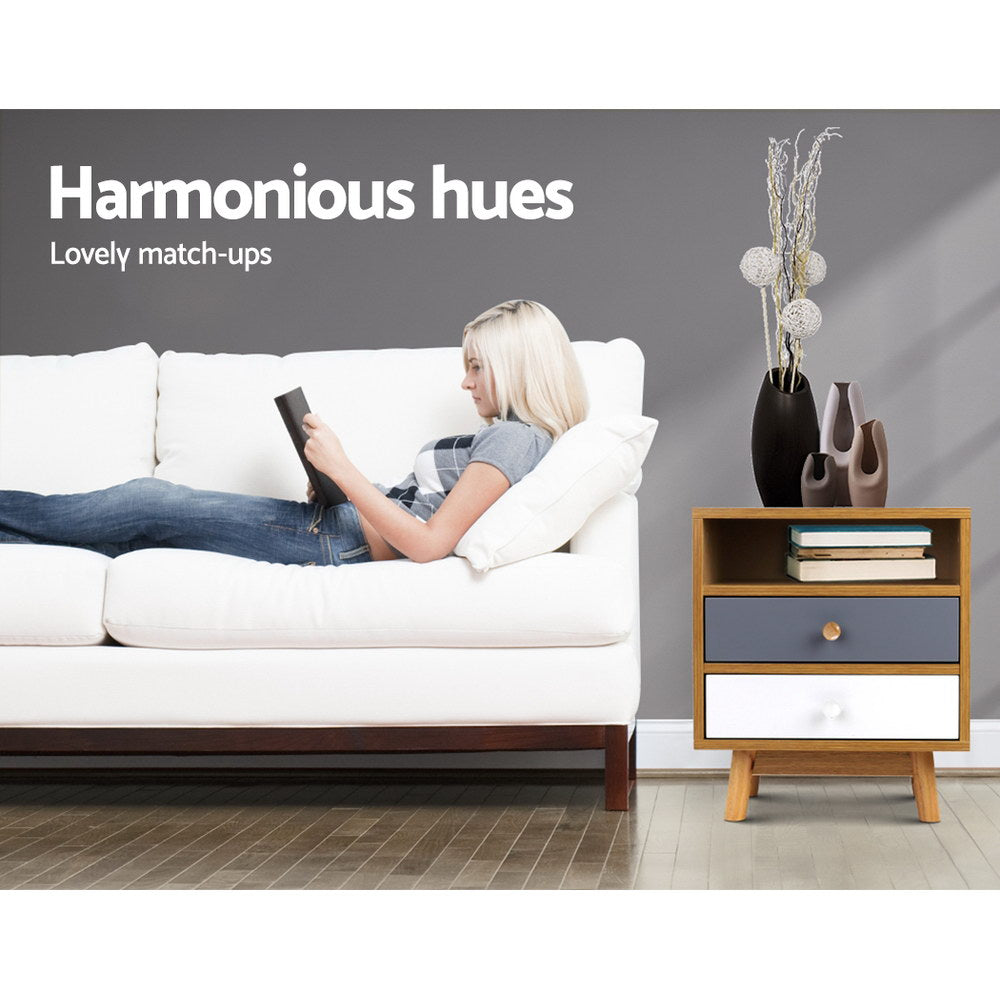 Out of Stock, sorry! Free Shipping on this Two Tone Wooden Bedside Table