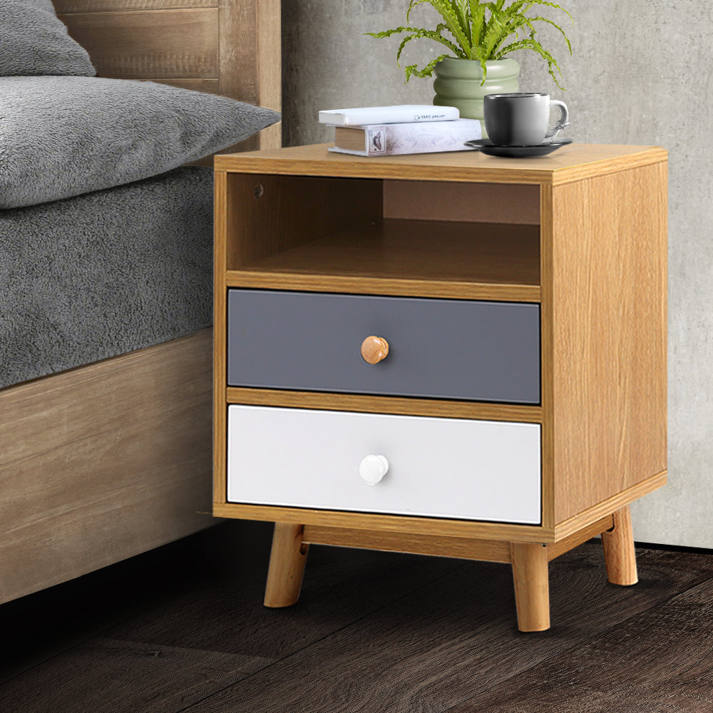 Out of Stock, sorry! Free Shipping on this Two Tone Wooden Bedside Table