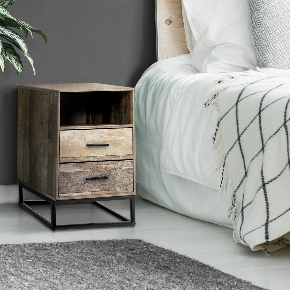 Free Shipping on this Bedside Table With Two Drawers and Shelf