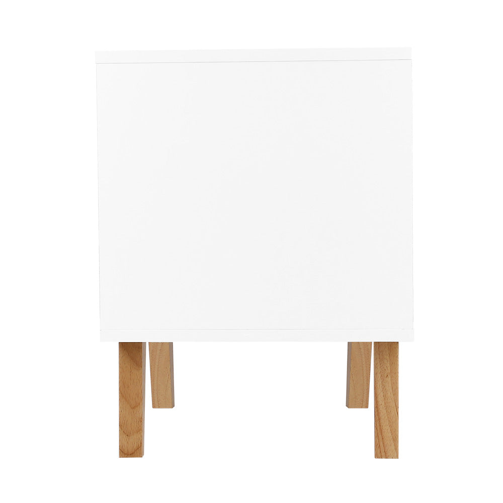 Bedside Table With Two Drawers - White