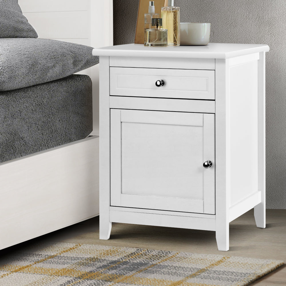 Free Shipping on this Classic Bedside Table With Storage Drawers - White