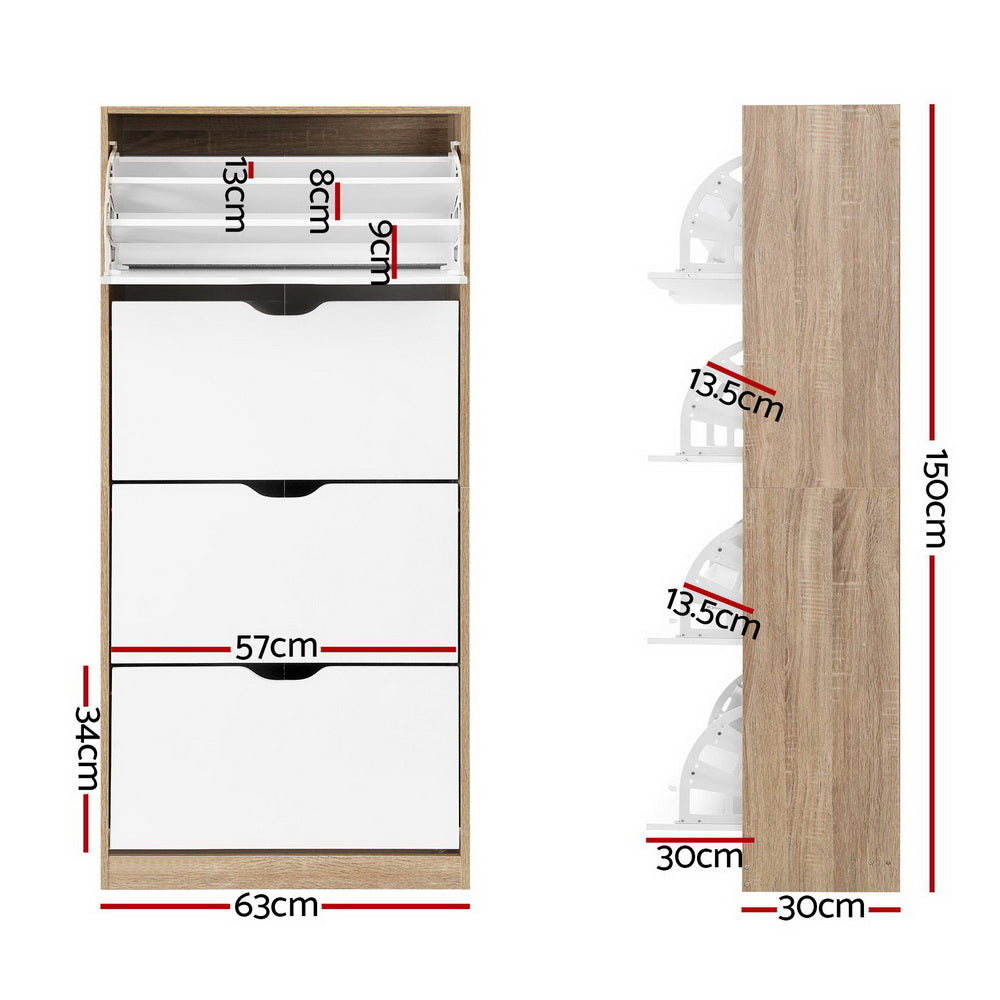 48 Pairs Shoe Cabinet  Wood and White