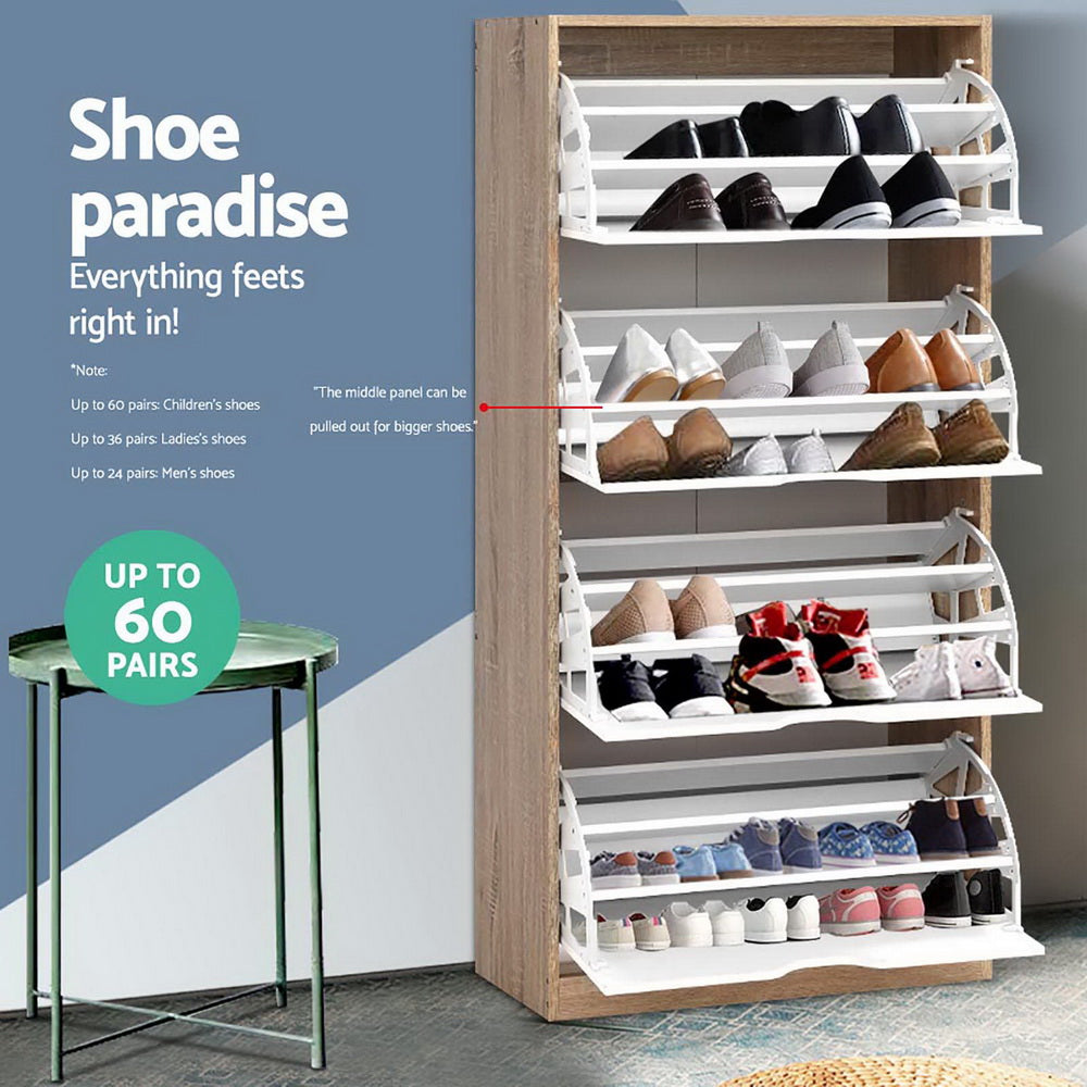48 Pairs Shoe Cabinet  Wood and White