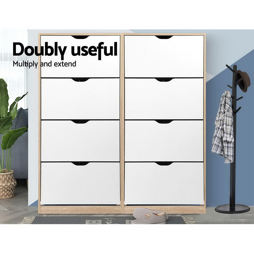 48 Pairs Shoe Cabinet  Wood and White