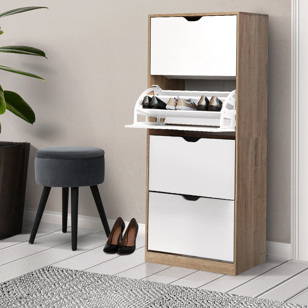 48 Pairs Shoe Cabinet  Wood and White