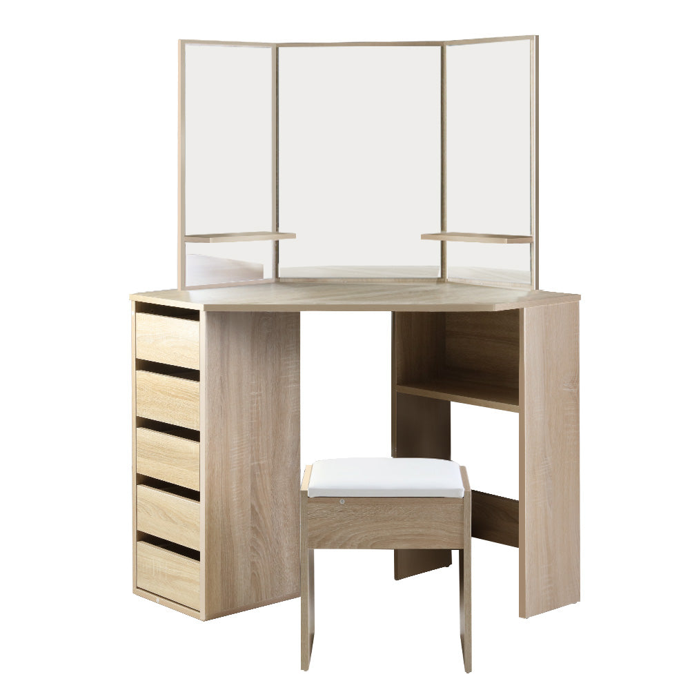 Corner Dressing Table With Mirror And Stool
